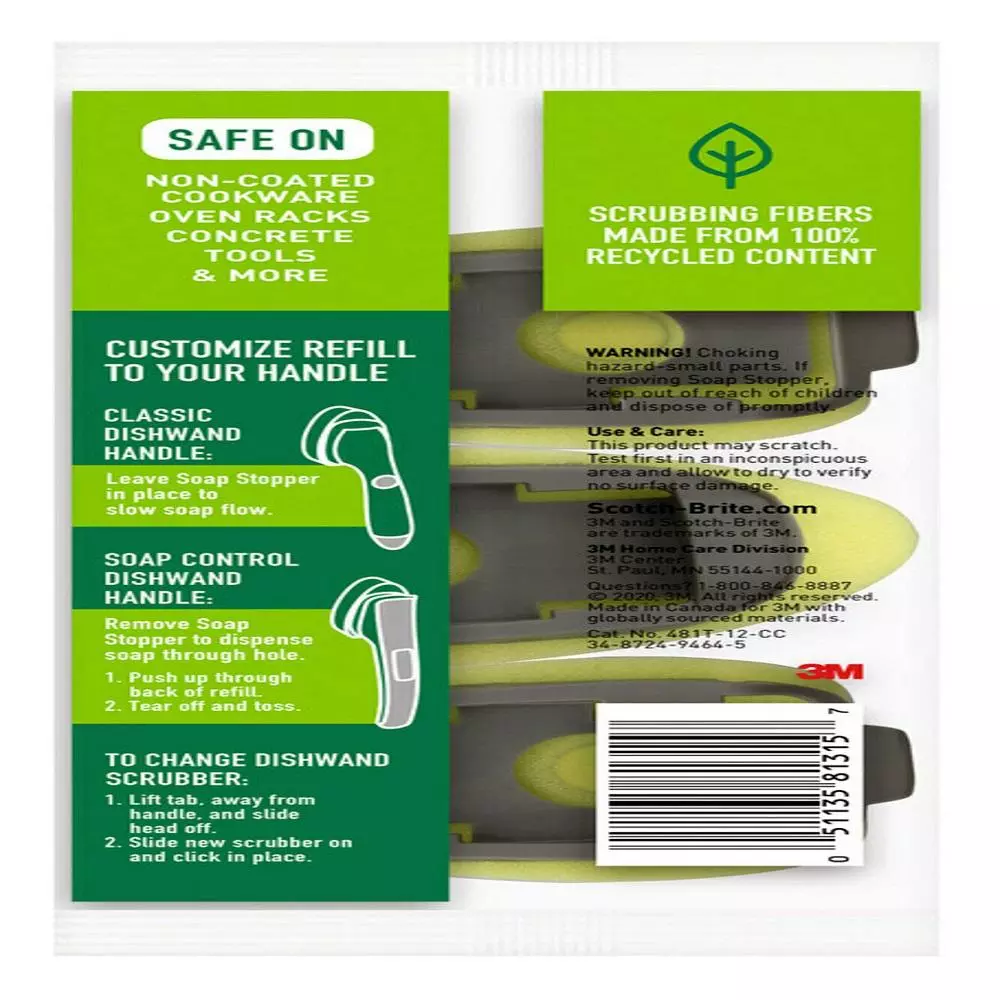 Scotch-Brite Heavy-Duty DishWand Scouring Pad Refills, Case of 12