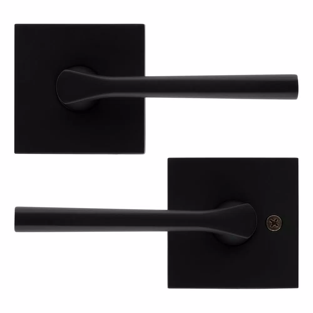 Kwikset Lisbon Square Matte Black Half-Dummy Door Lever