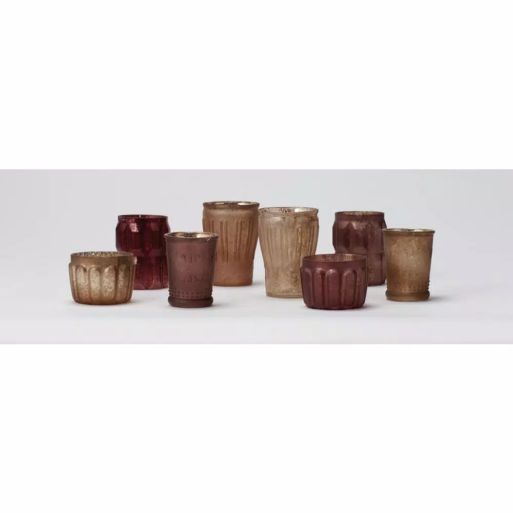 3R Studios Kalis Multi-Colored Mercury Glass Tealight Candle Holders, Set of 8
