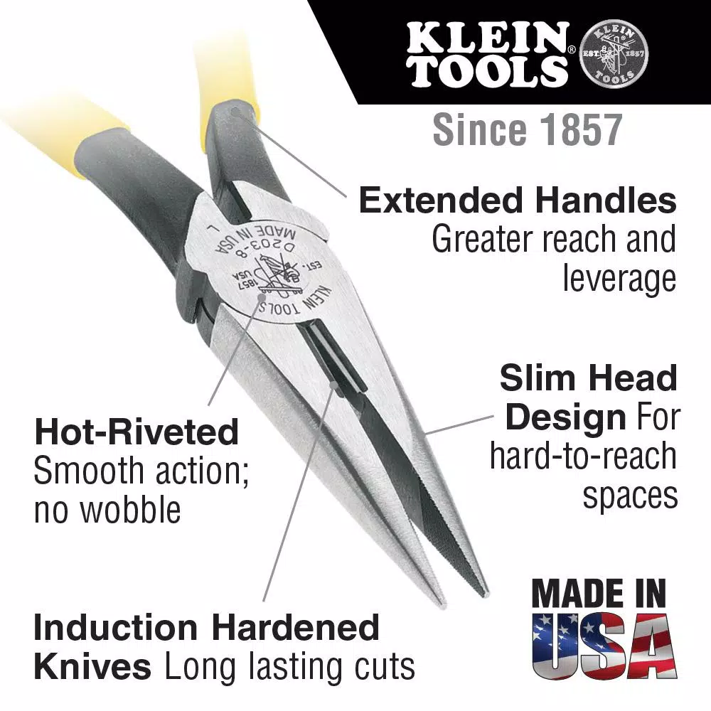 Klein Tools 3-Piece Tradesman Pro Tool Set with 8-Inch Tote, Long Nose Pliers, and 6-in-1 Multi-Nut Driver