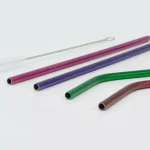 ExcelSteel 10 Pc Reusable Powder Coated Stainless Steel Straw Set with Cleaning Brushes - Colorful Multi-Color thumbnail 2