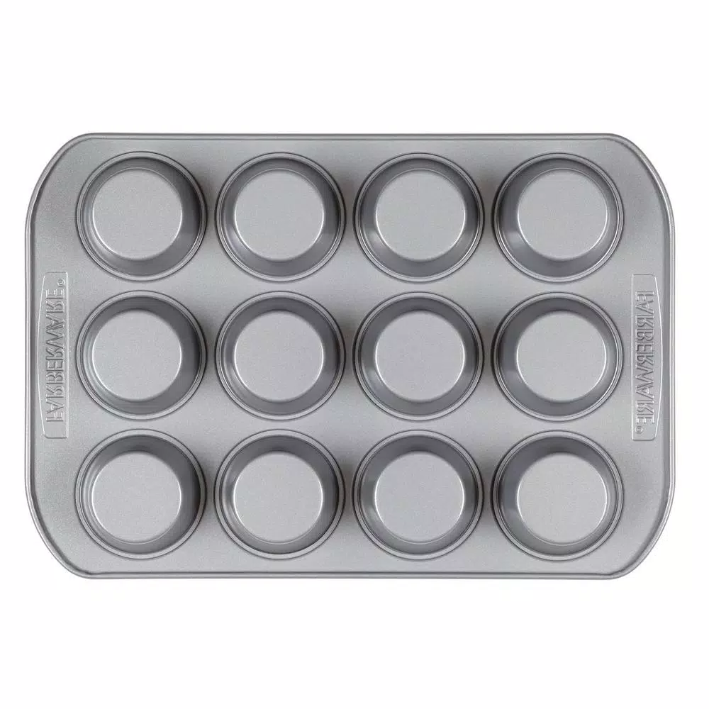 Unbranded Farberware 2-Piece Nonstick 12-Cup Muffin Pan Bakeware Set, Gray
