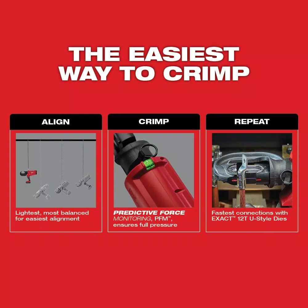 Milwaukee M18 FORCE LOGIC 750 MCM Cordless Crimper Kit with EXACT Aluminum Dies