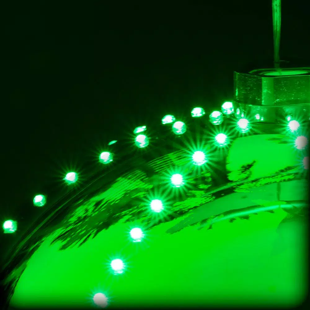 Alpine Corporation 13 in. Green Hanging Christmas Ball Ornament with 240 Chasing LED Lights