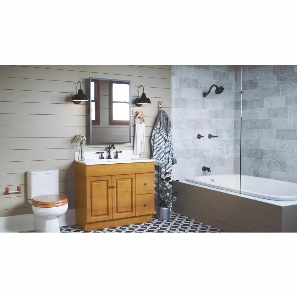 Design House Dalton Double Post Toilet Paper Holder in Honey Oak