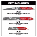Milwaukee SAWZALL Carbide Demolition Reciprocating Saw Blade Set, 5-Piece thumbnail 2