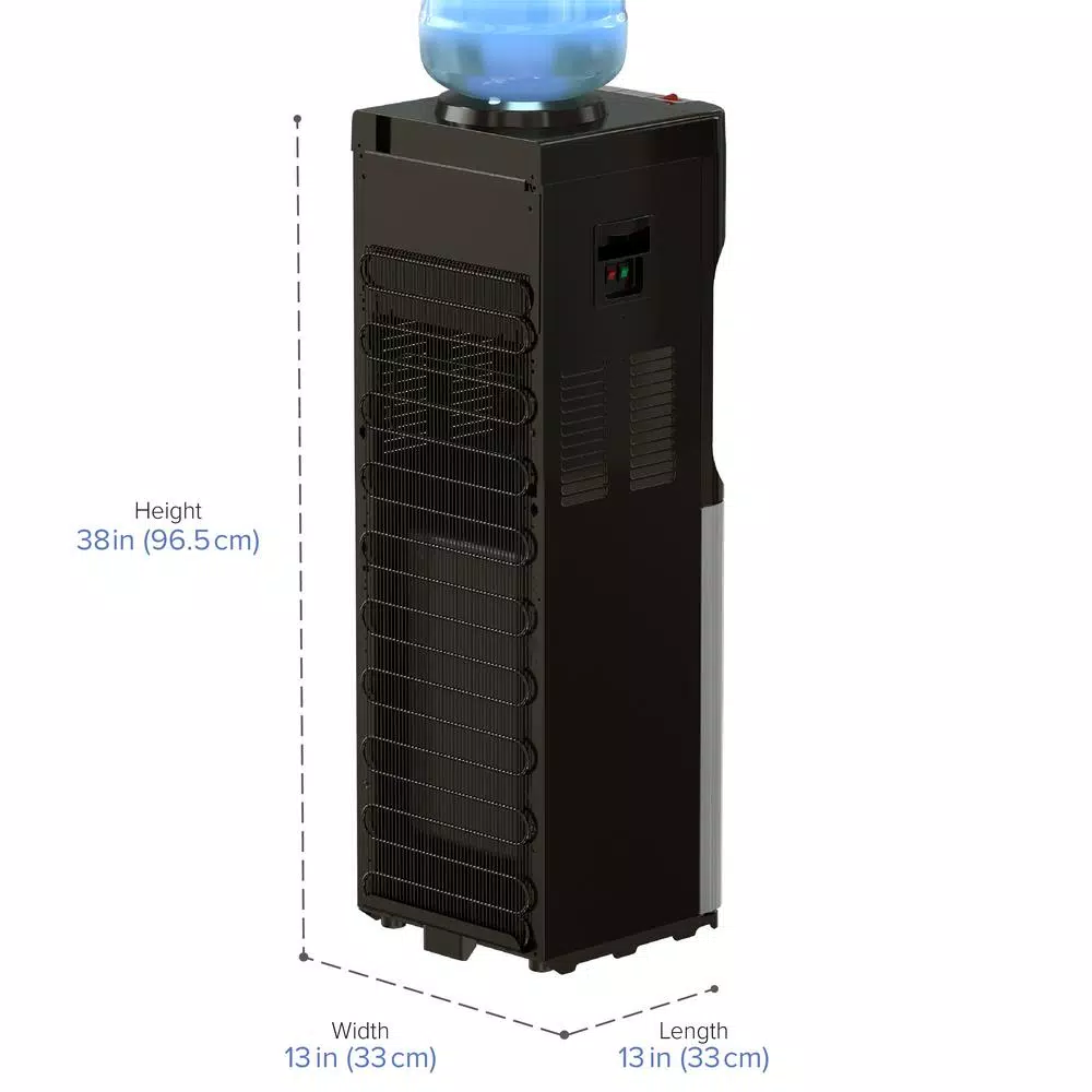 Brio Essential Series Tri-Temp Top Loading Water Cooler Dispenser, Black and Stainless Steel