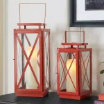 Home Decorators Collection Chili Red Metal & Glass Lanterns, Set of 2 thumbnail 3