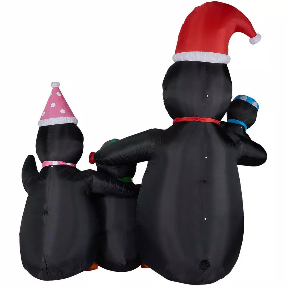 Fraser Hill Farm 10 ft. Penguin Family Christmas Inflatable with White Lights