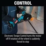 Makita 18V X2 LXT (36V) 7 in. Brushless Paddle Switch Angle Grinder Kit with 5.0 Ah Batteries & 10pk Grinding Wheels thumbnail 9