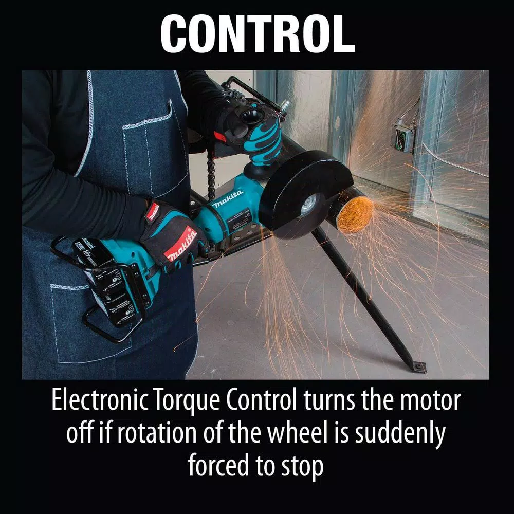 Makita 18V X2 LXT (36V) 7 in. Brushless Paddle Switch Angle Grinder Kit with 5.0 Ah Batteries & 10pk Grinding Wheels