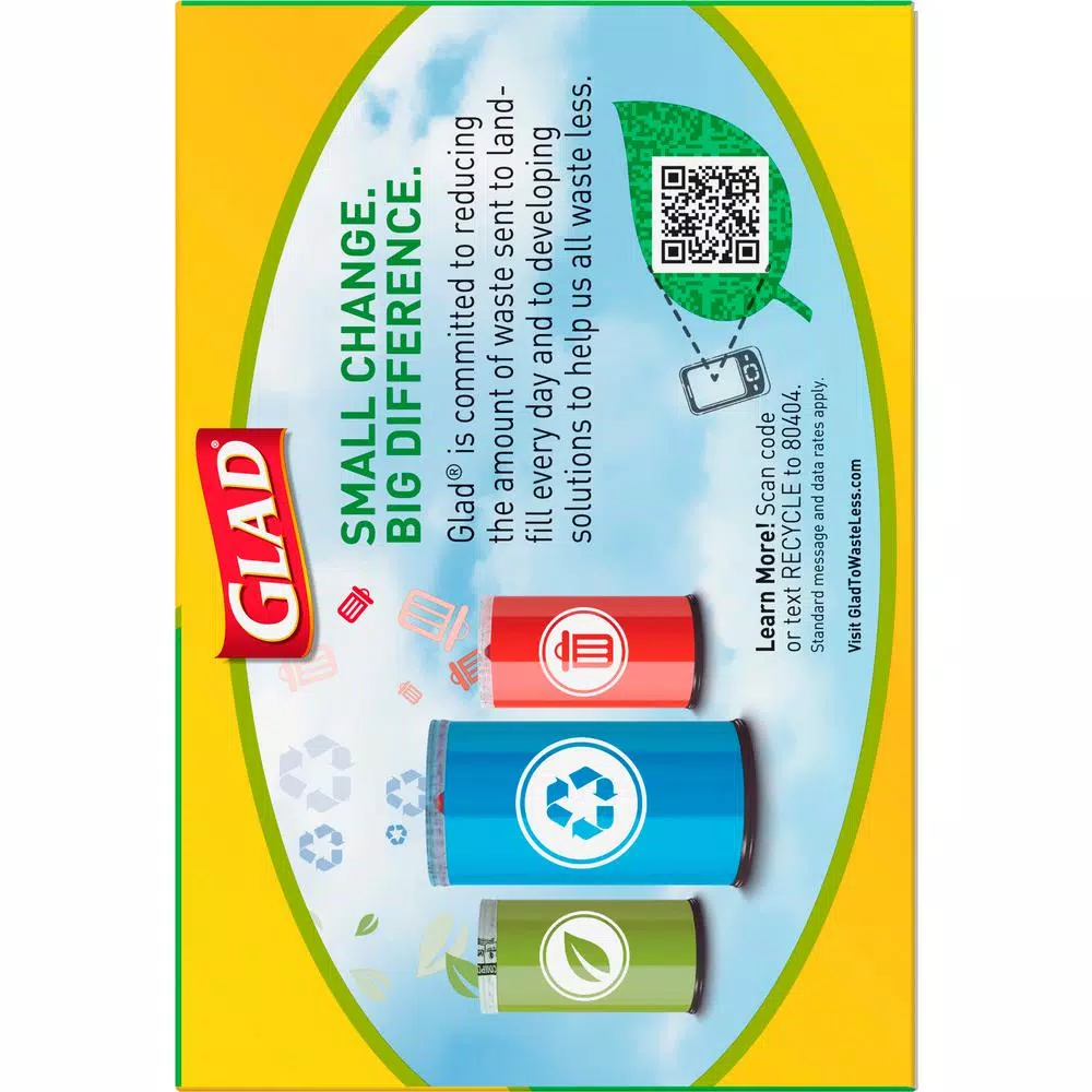 Glad 13 Gallon Tall Kitchen Clear Drawstring Recycling Bags, 45 Count