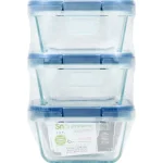 Snapware Total Solutions 1-Cup Glass Square Food Storage Container Set, 6-Piece (3 Containers with Lids) thumbnail 3