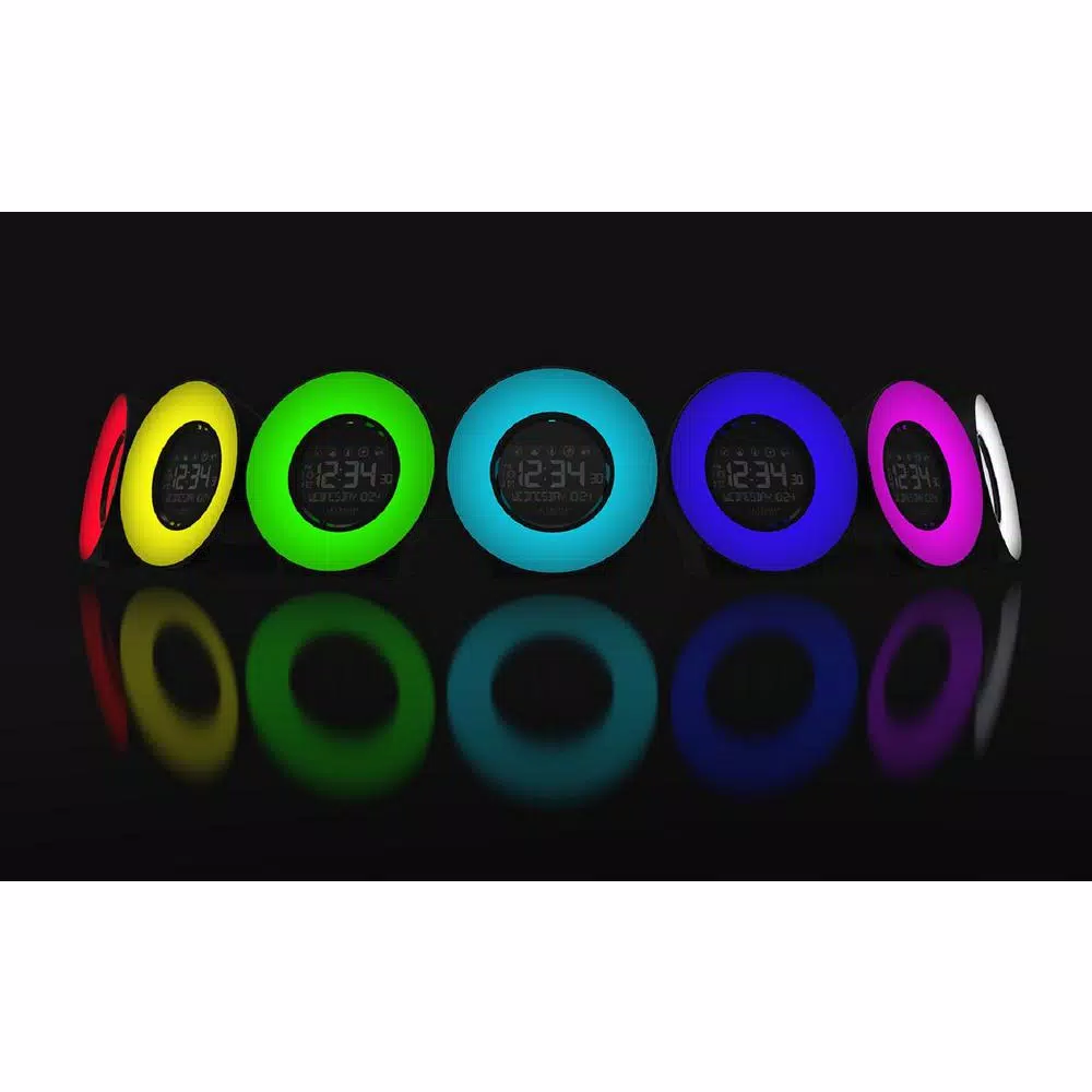 La Crosse Technology Color Mood Light Alarm Clock with Nature Sounds and USB Charging Port