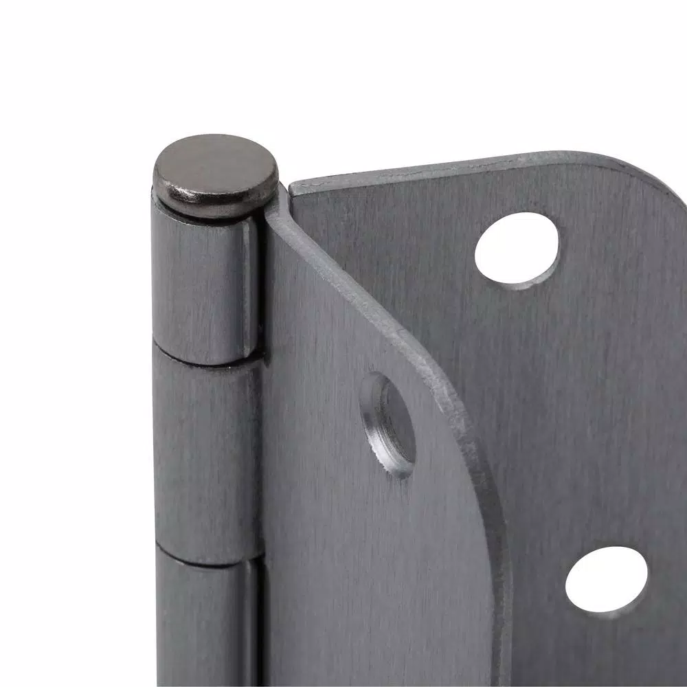 Hardware Essentials 3-1/2 in. Satin Chrome Residential Door Hinge, 5/8 in. Radius, Full Mortise (9-Pack)