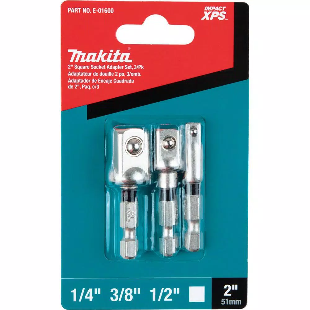 Makita ImpactXPS Square Socket Adapter Set, 3-Piece, Hex Shank