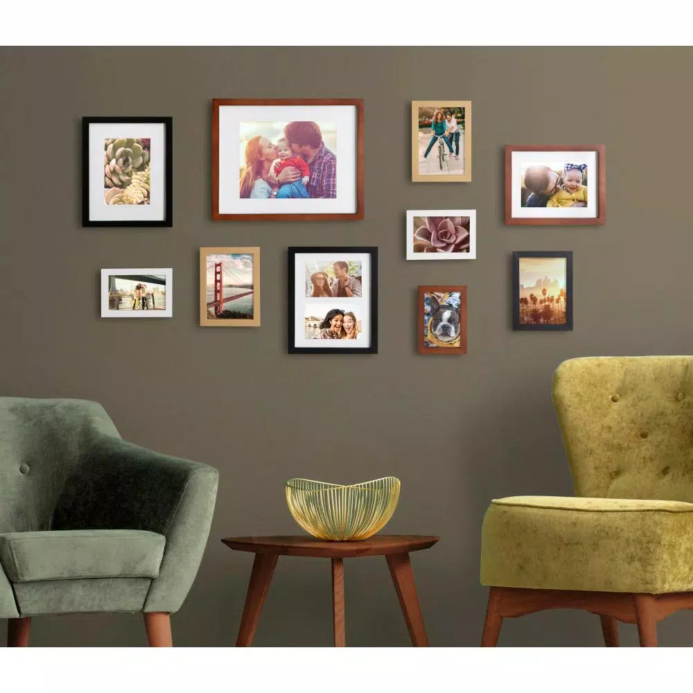 Kate and Laurel Mid-Century Modern Gallery Wall Frame Set, 10-Piece Multi-Color Assortment