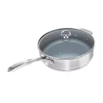 Chantal Induction 21 Steel 11.5 in. Stainless Steel Ceramic Nonstick Skillet with Glass Lid, Brushed Stainless Steel thumbnail 4