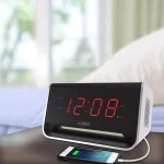 Equity by La Crosse 5.5 in. x 3.15 in. LED Digital Alarm Clock with Bluetooth Speaker and USB Charging Port - Red thumbnail 4