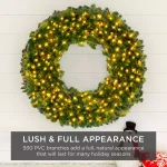 Best Choice Products 60 in. Pre-Lit LED Spruce Artificial Christmas Wreath with 300 Warm White Lights thumbnail 6