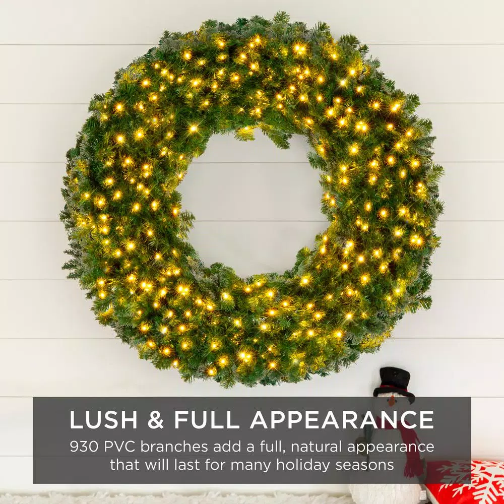 Best Choice Products 60 in. Pre-Lit LED Spruce Artificial Christmas Wreath with 300 Warm White Lights