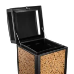 Alpine Industries 40 Gal. Steel Stone Panel Outdoor Commercial Trash Can with Lockable Lid thumbnail 2
