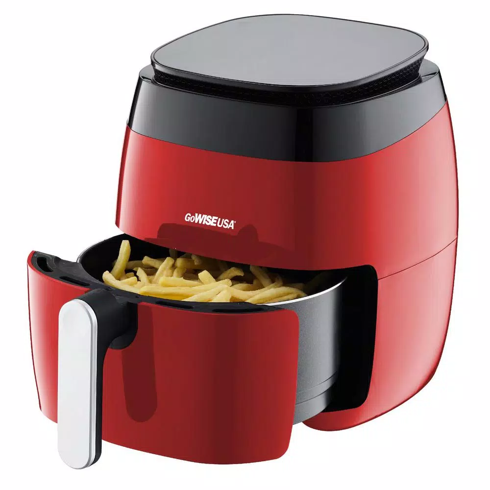 GoWISE USA 5 Qt. Air Fryer with Duo Touchscreen Display, 8 Presets, 1500W, Red