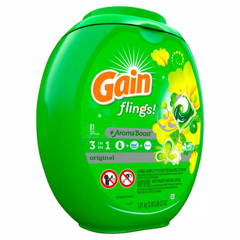 Gain Flings Original Scent Laundry Detergent Pods, 81 Count (2-Pack)