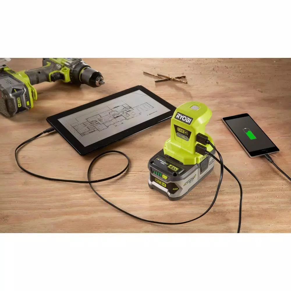 RYOBI 18V ONE+ Lithium-Ion Portable Power Source with Dual USB Ports