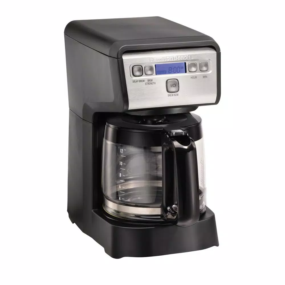 Hamilton Beach 12-Cup Compact Programmable Drip Coffee Maker, Black