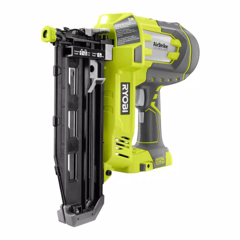 RYOBI 18V ONE+ AirStrike 16-Gauge Cordless Straight Finish Nailer Kit with 2.0 Ah Battery and Charger