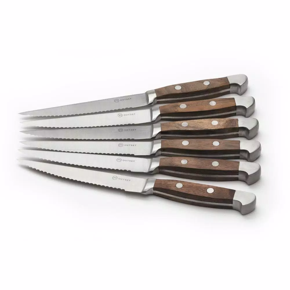 Outset Curtis Lloyd 6-Piece Forged Stainless Steel Steak Knife Set with Rosewood Handles