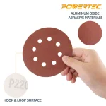 POWERTEC 5 in. 80 Grit Aluminum Oxide Hook and Loop 8-Hole Sanding Discs, 25-Pack thumbnail 4
