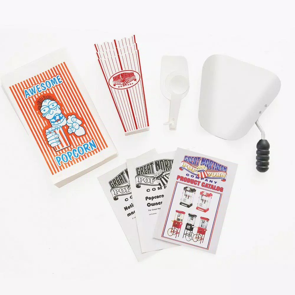 Great Northern Popcorn Foundation Popcorn Machine with Mobile Cart, 6-Ounce Kettle, 2 Gallon Capacity