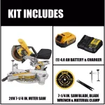 DEWALT 20V MAX Cordless 7-1/4 in. Sliding Compound Miter Saw Kit with 4.0 Ah Battery and Charger thumbnail 2