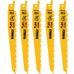 DEWALT FLEXVOLT 6 in. Bi-Metal Reciprocating Saw Blade Set, 6 TPI, 5-Pack thumbnail 1