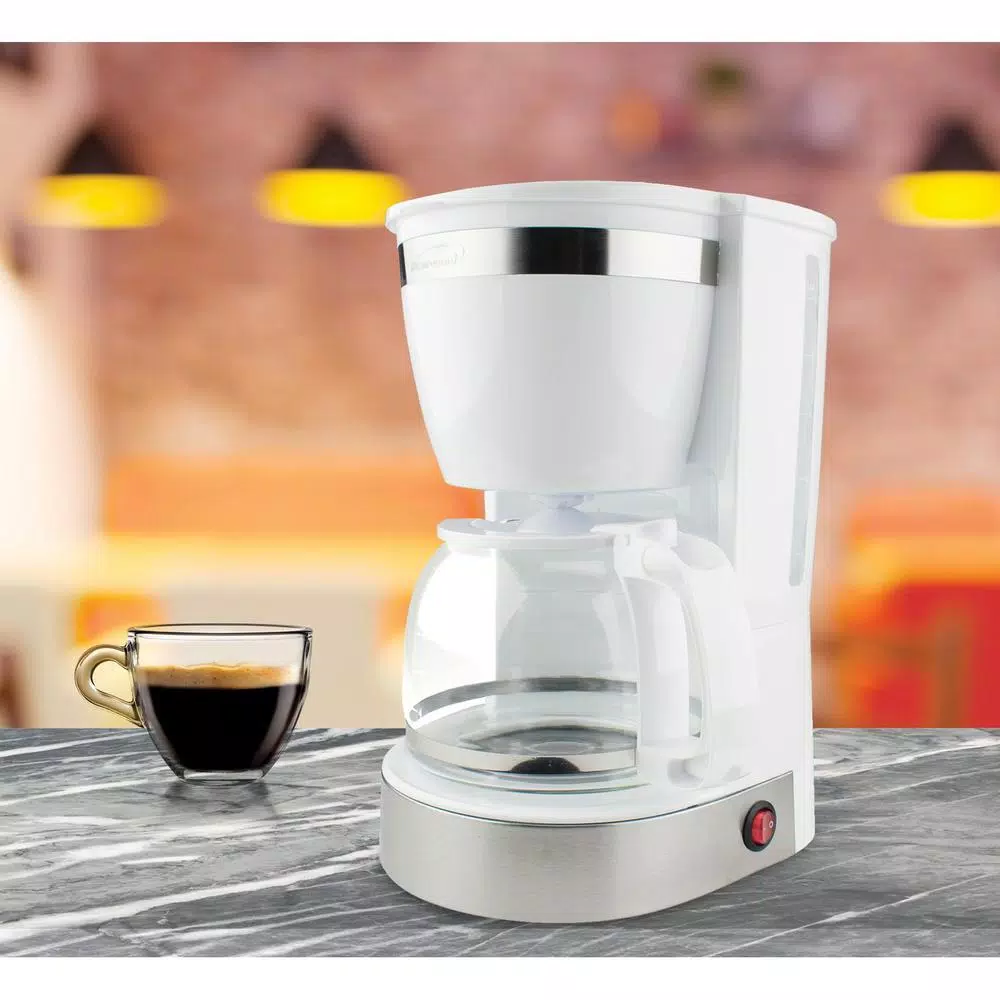 Brentwood Appliances Brentwood 10-Cup White Drip Coffee Maker with Programmable Timer and Reusable Filter