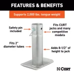 CURT Pin-On Jack Foot for 2" Tube, 2,000 lbs. Capacity, 8-1/2" Height thumbnail 3
