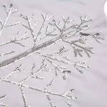 Glitzhome 48 in. White Faux Fur Christmas Tree Skirt with Grey Edge thumbnail 2