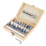 Stalwart 15-Piece Carbide Tipped Router Bit Set with Wooden Storage Case thumbnail 1
