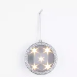 Haute Decor 4 in. Silver Lighted Holographic Star Ornament with Timer, 1-Pack thumbnail 1