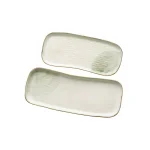 Abigails Seaside Ivory and Green Ceramic Oyster Serving Tray - Handmade in Italy thumbnail 1