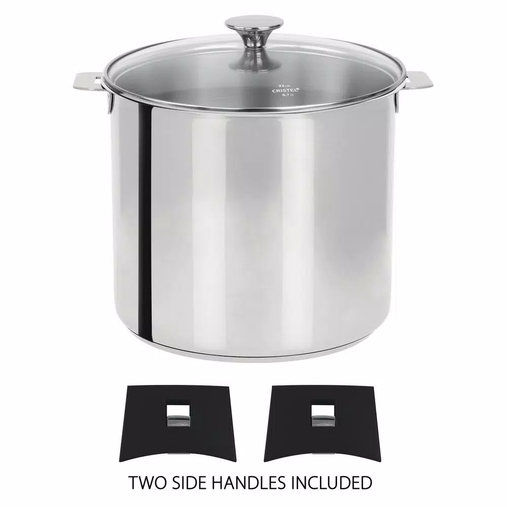Cristel Tulipe 7.5 qt. Stainless Steel Stock Pot with Glass Lid, Removable Handle System