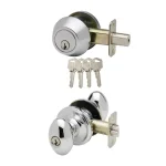 Copper Creek Colonial Polished Stainless Egg Door Knob with Single Cylinder Deadbolt Combo Pack thumbnail 1