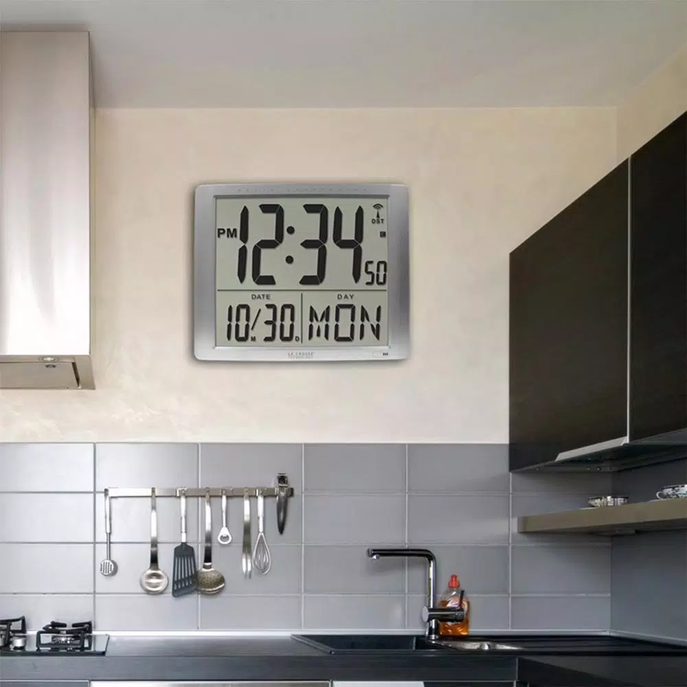 La Crosse Technology 20 in. Extra Large Digital Atomic Wall Clock - Radio Controlled with Date Display