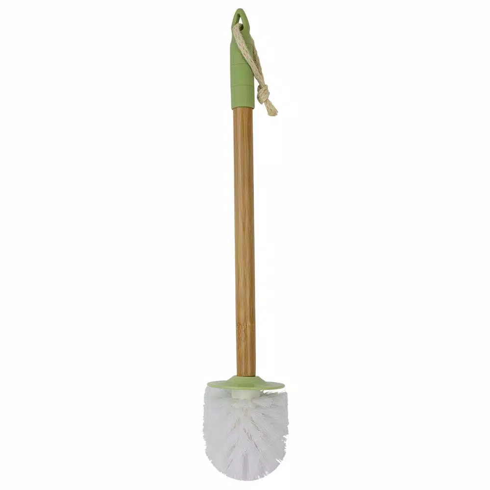 Home Basics Bliss Collection 18.25 in. Bamboo Toilet Brush and Holder Set with Nylon Bristles