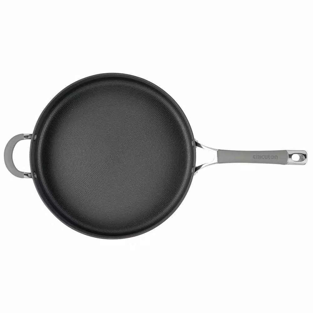 Circulon Elementum 5 qt. Hard-Anodized Aluminum Nonstick Saute Pan with Glass Lid, Oyster Gray