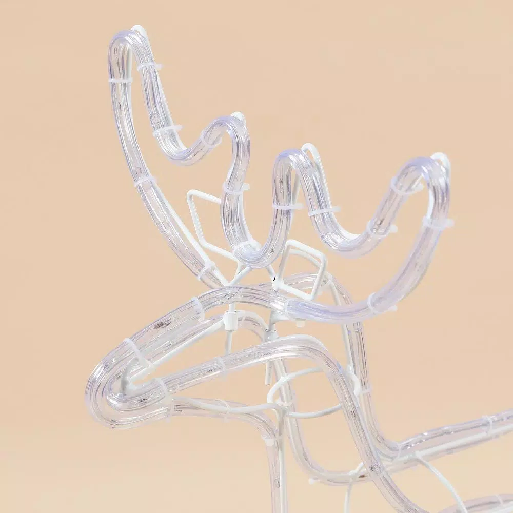 Luxen Home 25 in. LED White Rope Light Standing Reindeer - Indoor/Outdoor Christmas Decoration
