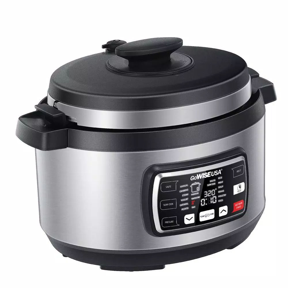 GoWISE USA Ovate 9.5 Qt. Stainless Steel Oval Electric Pressure Cooker with 6 Accessories