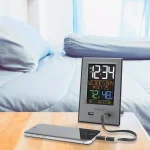 La Crosse Technology Digital Desktop Alarm Clock with Dual USB Charging Ports, Nap Timer, and Temperature/Humidity Display - Silver thumbnail 5